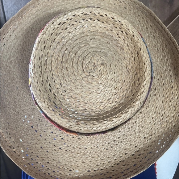 Vintage Straw Sun Hat – Festival Vibes, Floral Band Trippy Pattern - Picture 3 of 13